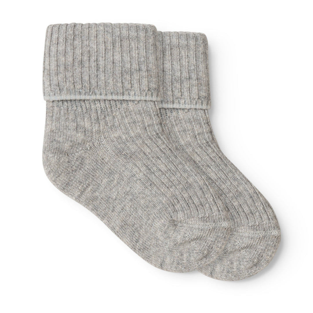 Smábarnasokkar, 2 pør, Grey Melange