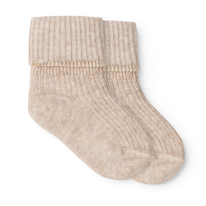 Smábarnasokkar, 2 pør, Beige Melange