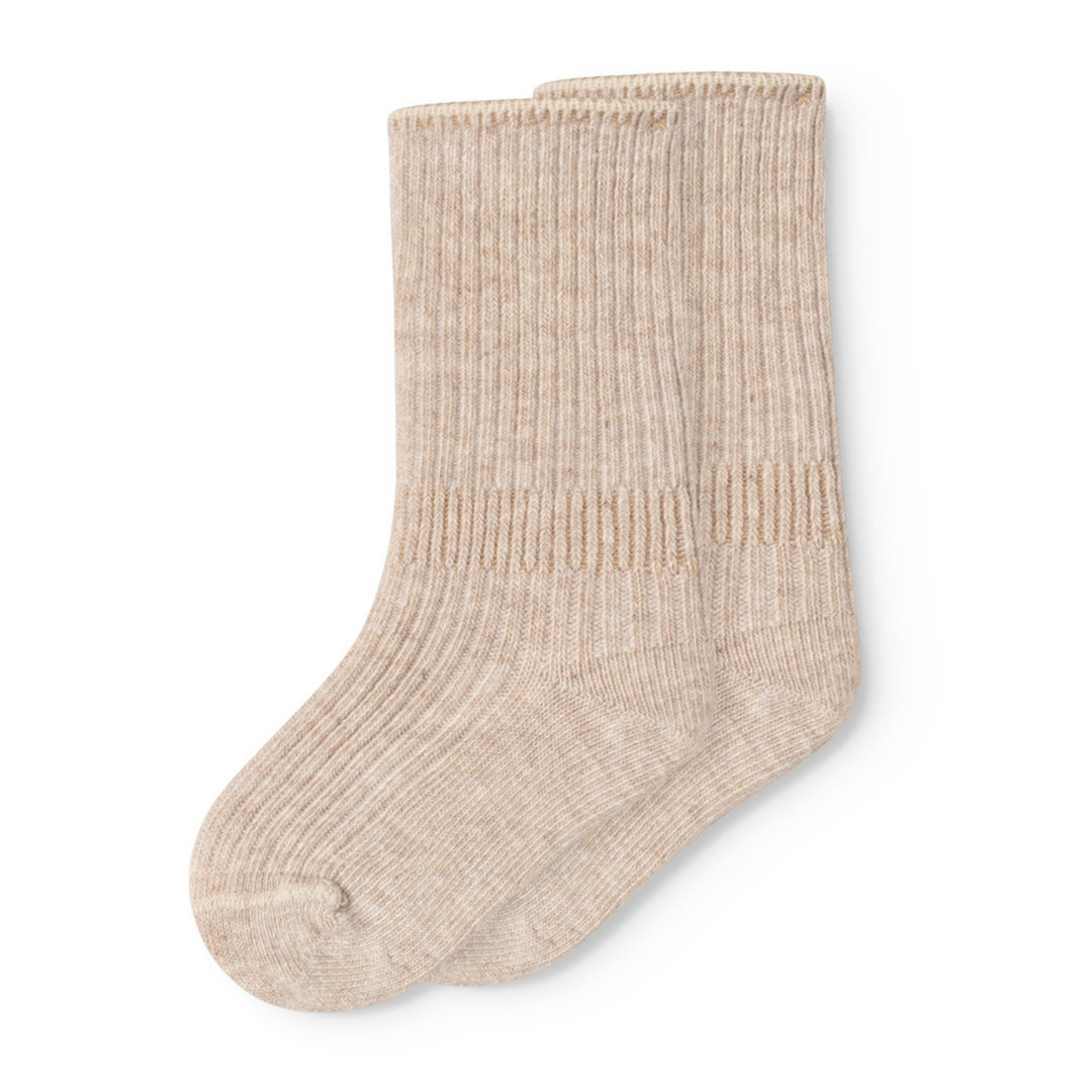Smábarnasokkar, 2 pør, Beige Melange