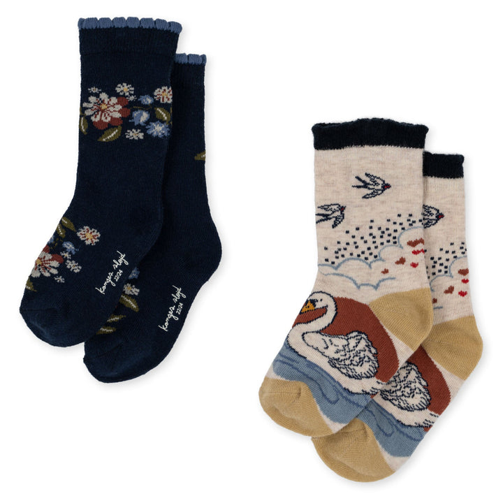 Jacquard sokkar, 2 pør, Flower