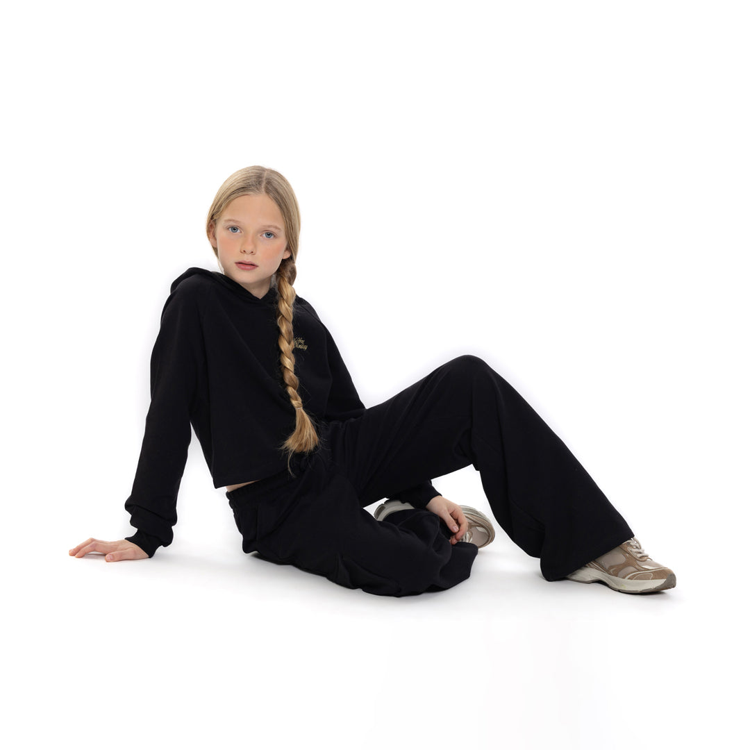 Wide joggingbuksur, Black