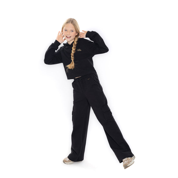 Wide joggingbuksur, Black