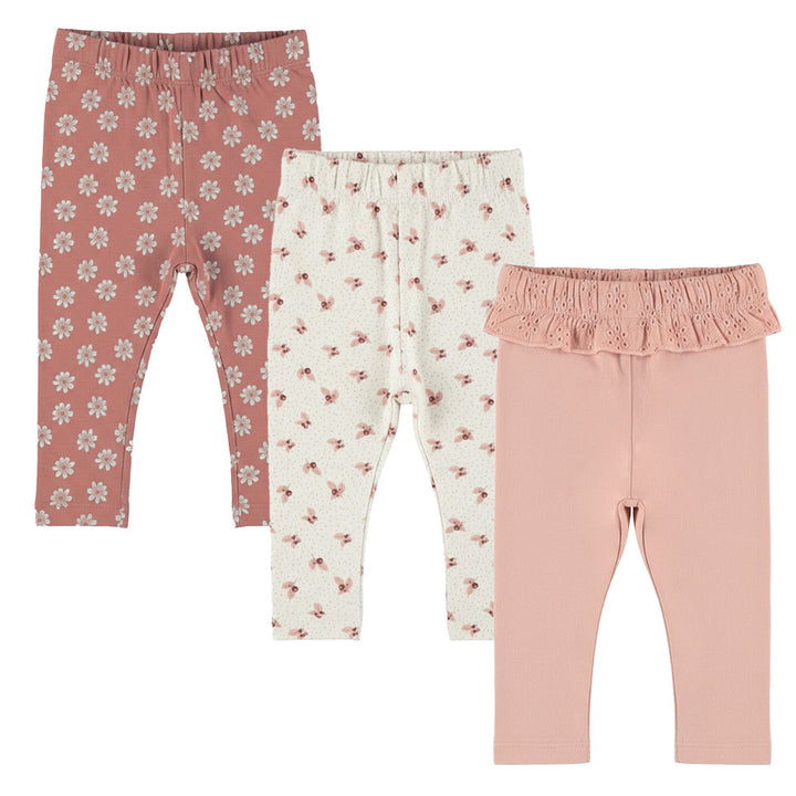 Leggings, 3 pør, Misty Rose