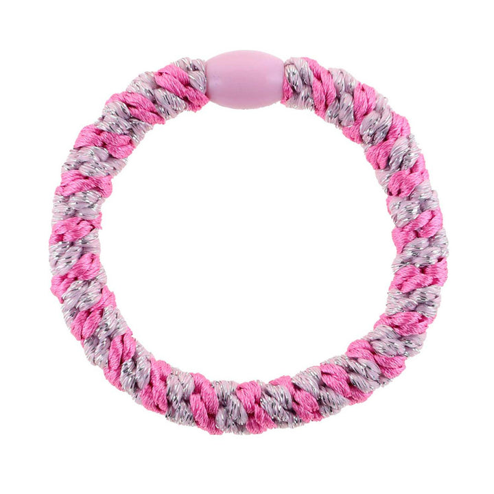 Flættað hárelastikk, Glitter Pink