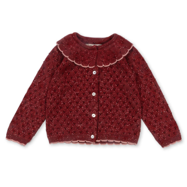 Holiday cardigan, Red Dahlia