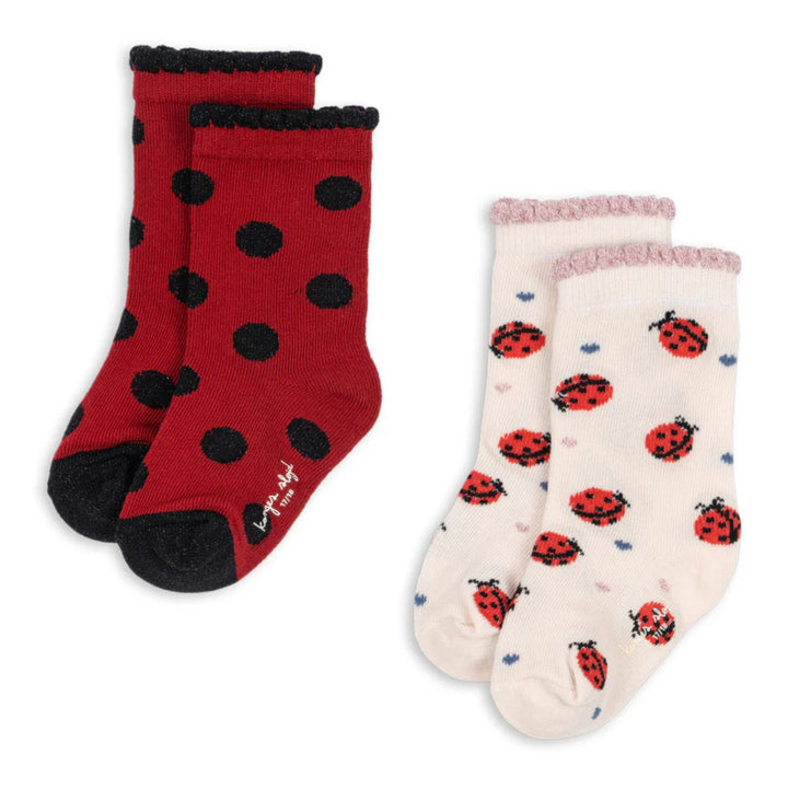 Jacquard sokkar, 2 pør, Ladybug