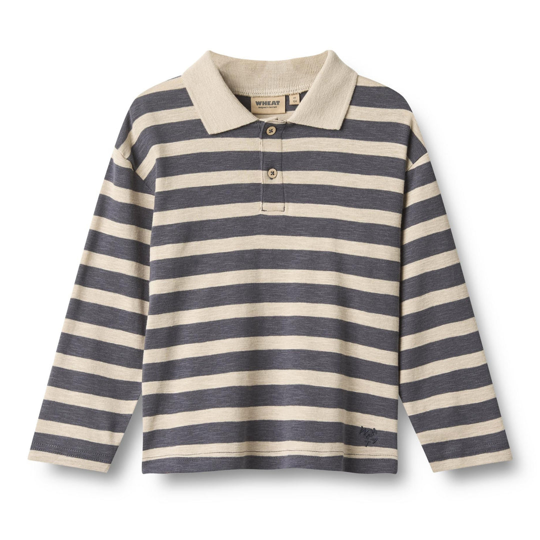 Fred polo blusa, Greyblue Stripe