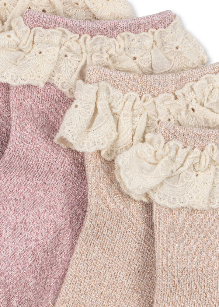 Glitter sokkar, 2 pør, Rosette