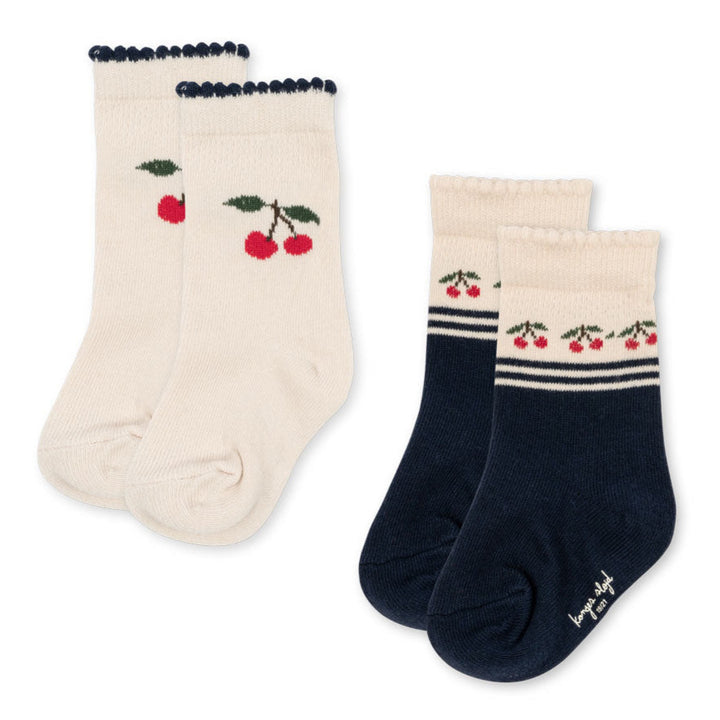Jaquard sokkar, 2 pør, Cherry