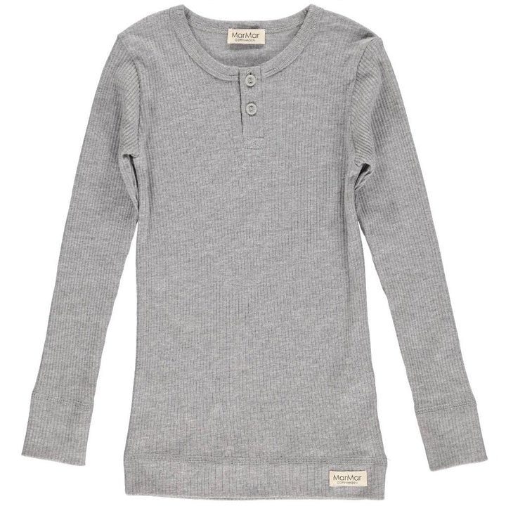 Modal blusa v/knappum, Grey Melange